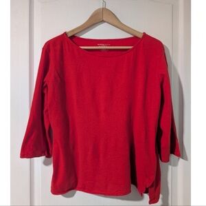 Majestic Filatures Paris | Red/Orange Cotton Cashmere 3/4 Sleeve Top Size 4